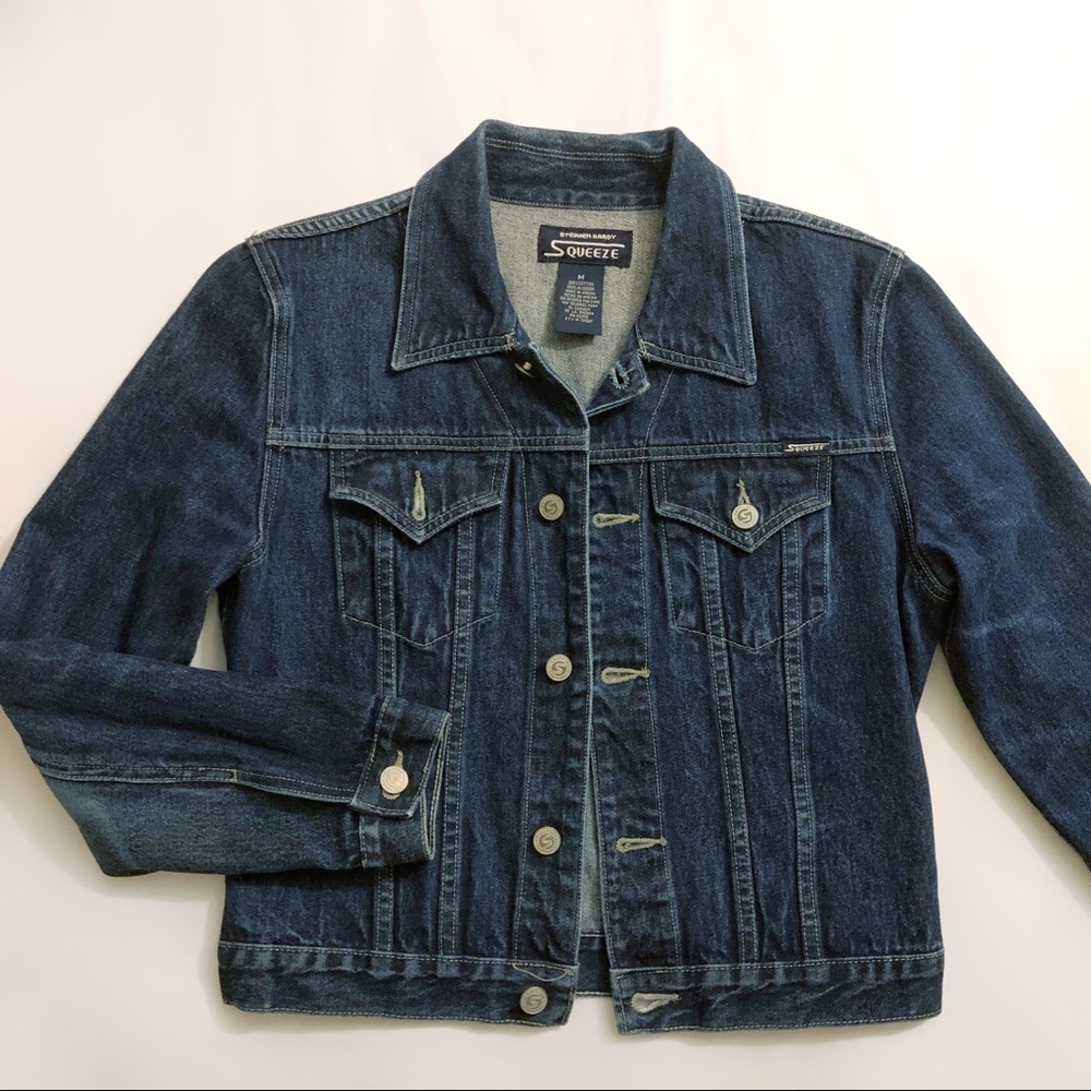 Casual Dark Blue Womens Denim Jean Jacket sz M